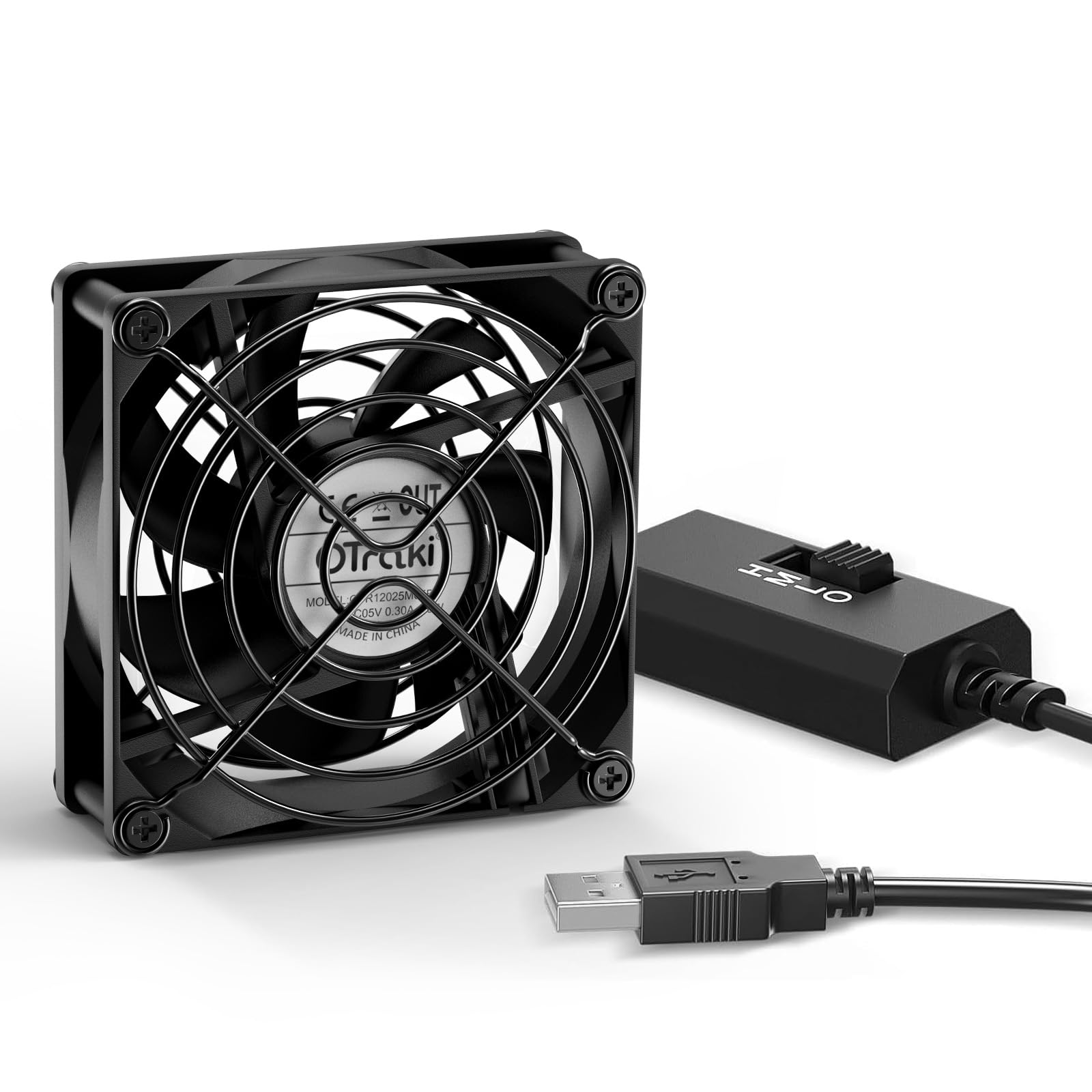 OTraki Ventilador USB 80mm con 3 Velocidades Ajustables, Ventiladores para PC 5V Ventilador de Refrigeración USB para Computadora/Caja de TV/PS5/PS4/Router/Receptor/Proyector