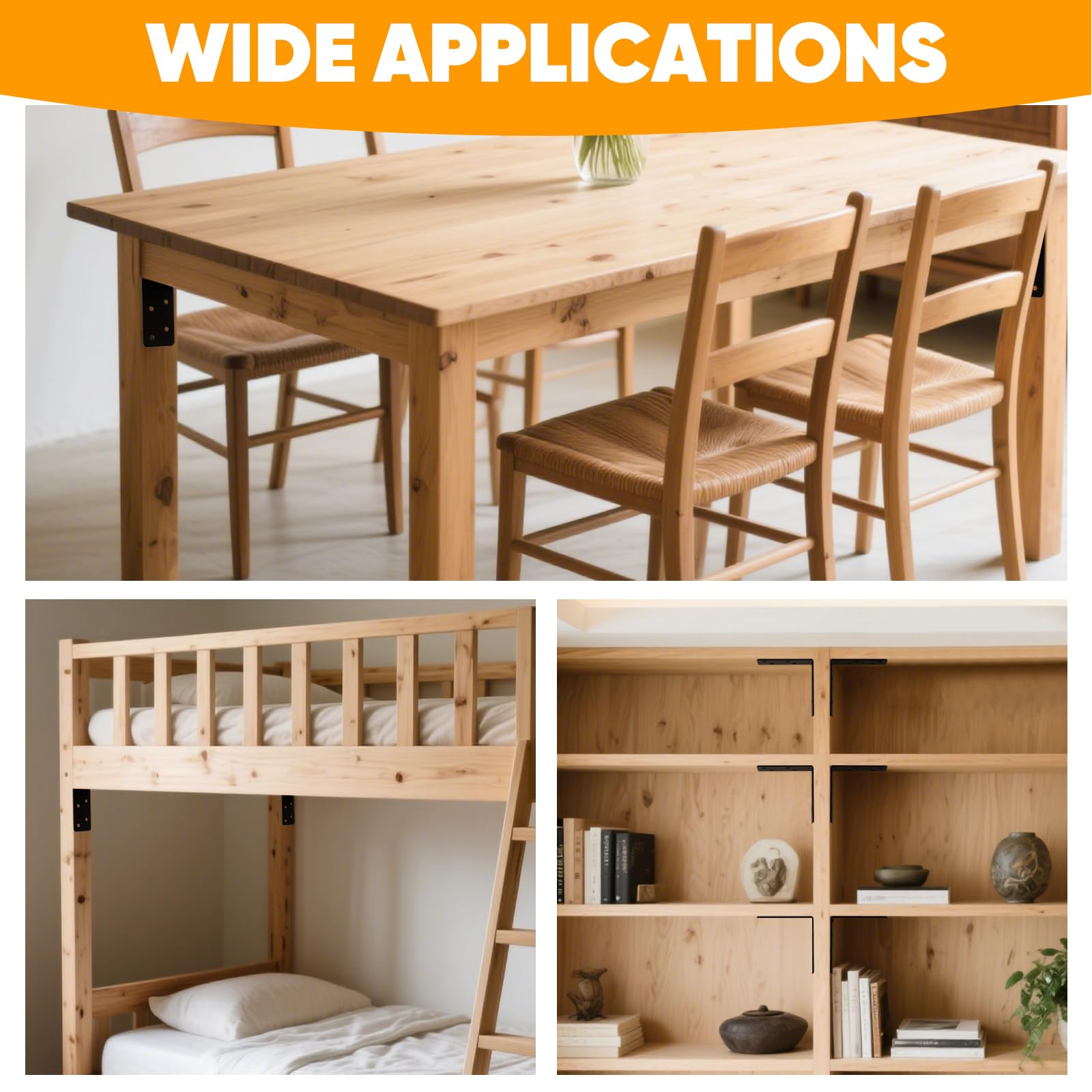 Soportes en forma de L, 16 unidades, soporte de estante de acero de 14 GA de 3 x 3 x 1.5 pulgadas, soportes de ángulo de 90 grados, soporte de esquina para muebles, cama, poste de madera