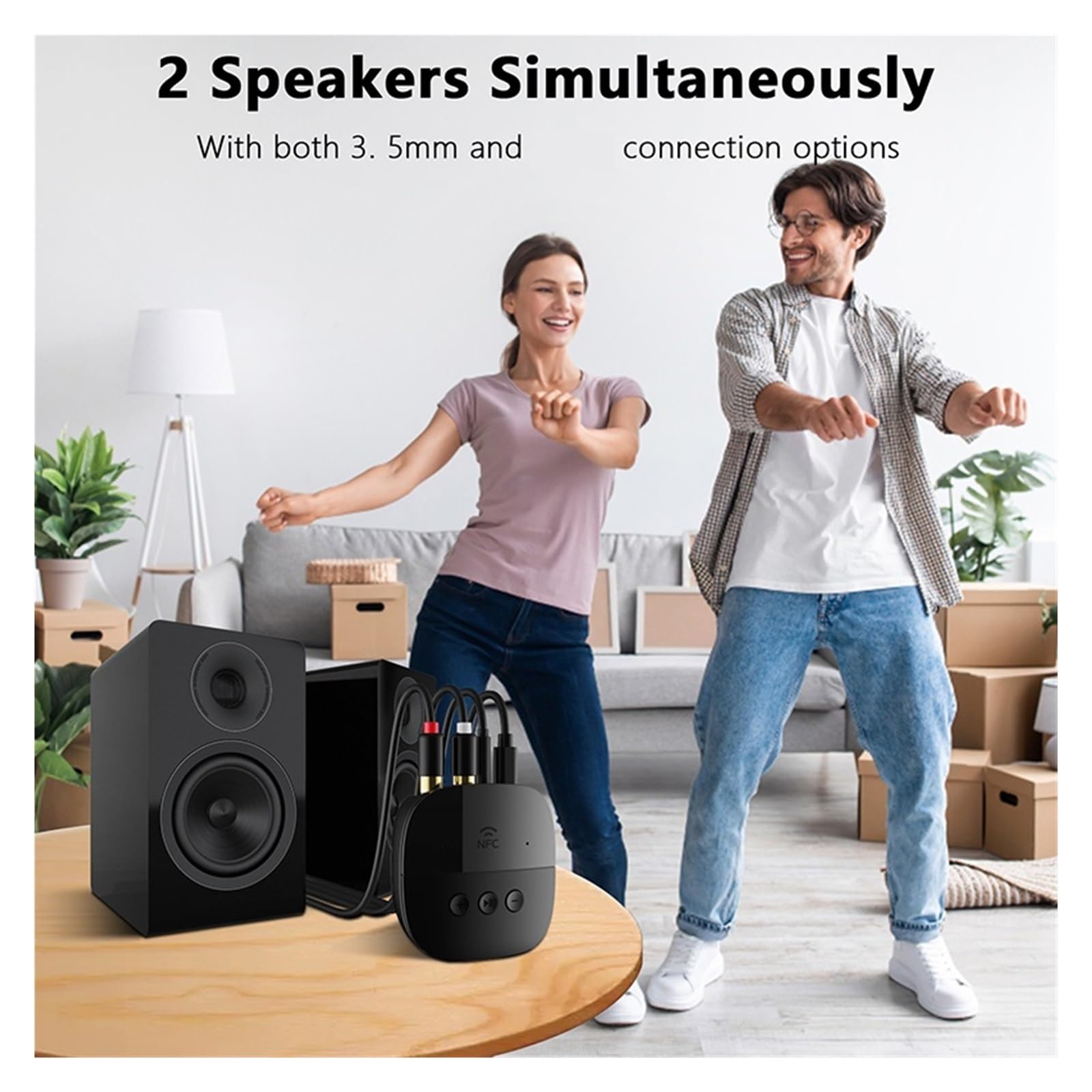 Odbiornik audio Bluetooth Bezprzewodowy adapter stereo z mikrofonem do zestawu samochodowego Wzmacniacz głośników(No Cable)