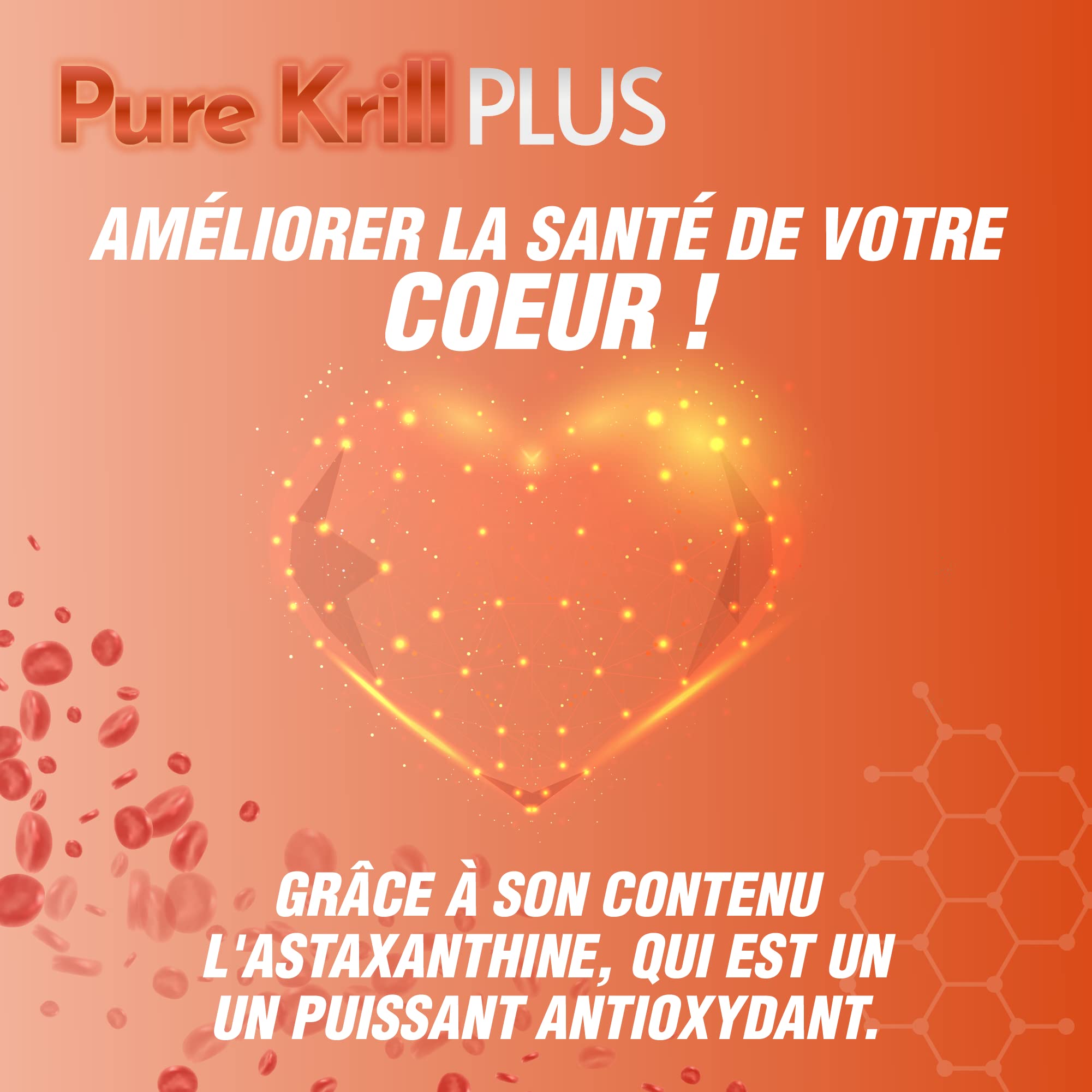 Huile de krill Pure unique + EPA/DHA + Astaxanthine bio-assimilée | Régule les niveaux de cholestérol et de triglycérides | Action cardio-protectrice, antioxydante et anti-inflammatoire | 60 gélules.
