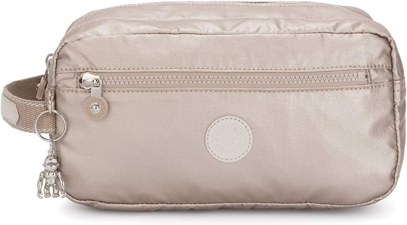 Necessaire Kipling Agot em nylon, organizador de viagem, Metallic Glow