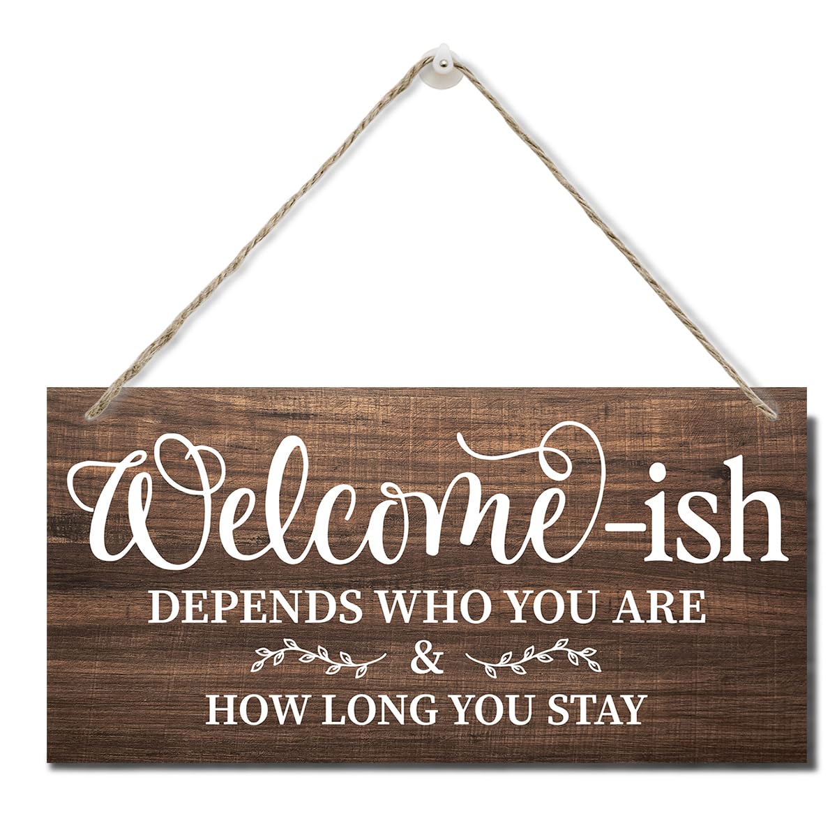 Funny Welcome-ish Hanging Wooden Plaque Decor Sign Outdoor, Welcome Sign for Front Door Printed Wood Plaque, Country Wall Decor Sign Gift, Rustic