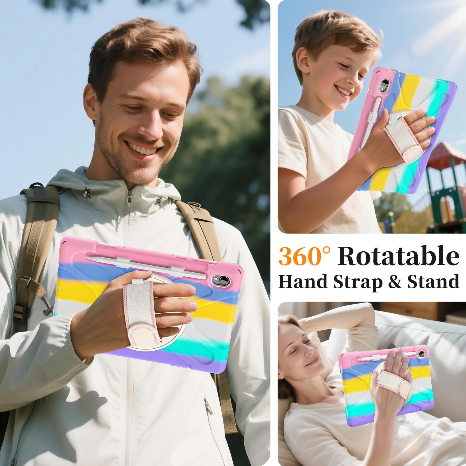 Kompatybilne z Samsung Galaxy Tab S11 5G 27.6 cm model 2025 (SM-X730/X736B) etui z uchwytem na długopis, wytrzymałe, odporne na wstrząsy i upadki, pokrowiec ochronny na pasek na ramię dla dzieci