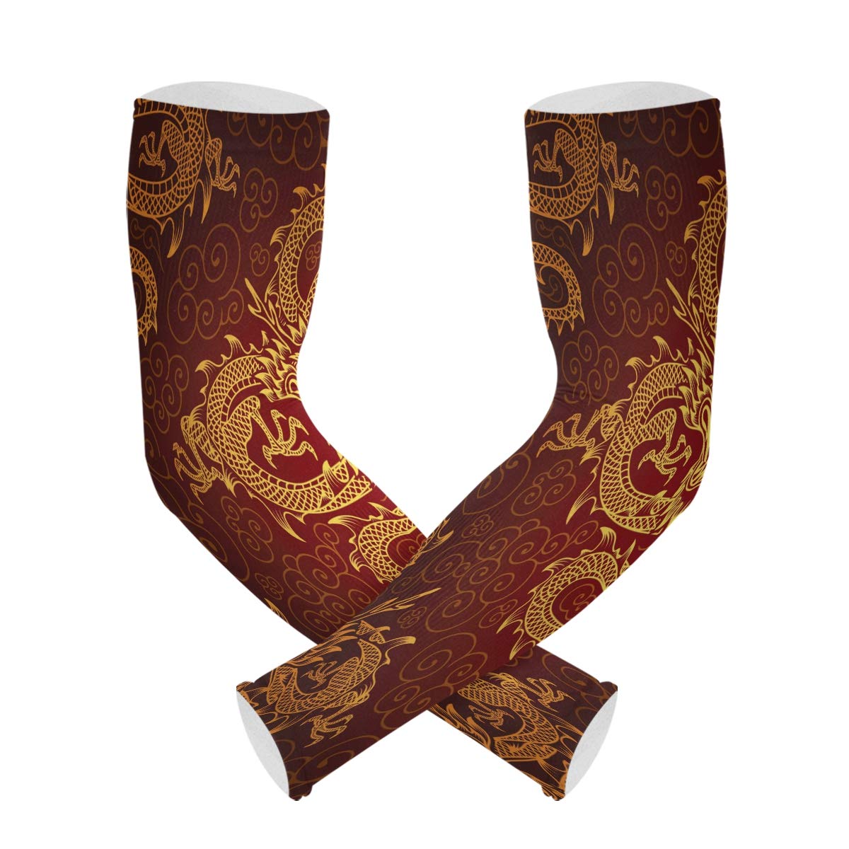 Cooling Arm Sleeves for Men Women Ethnic Chinese Animal Dragon Sun UV Protection Compression Tattoo Sleeve Cover Shield Basketball Baseball Running Outdoor Sports,1 Pair