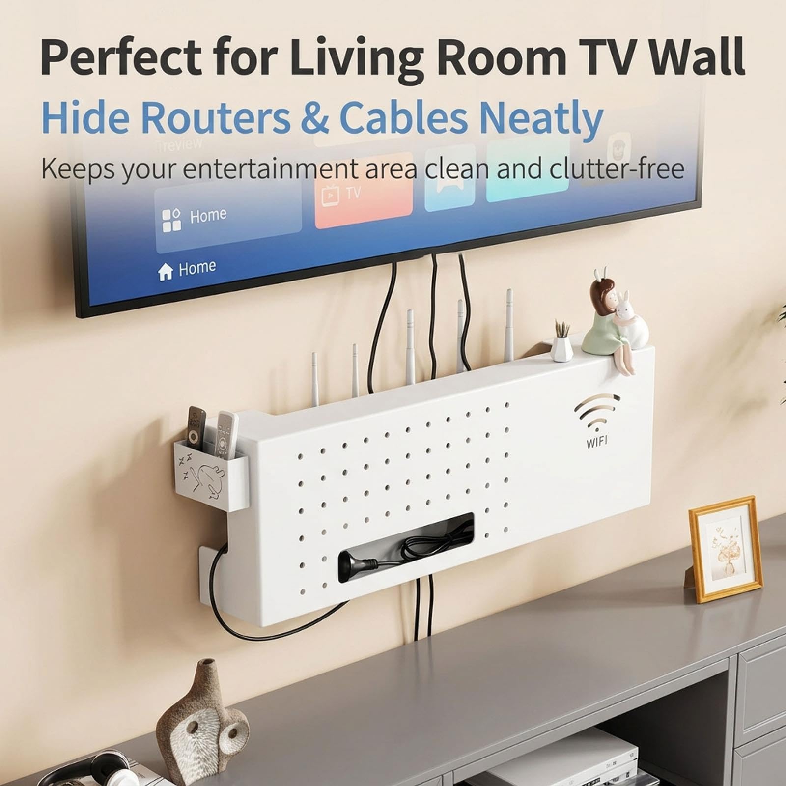 Organizador de pared para router, soporte para WiFi y caja de cables