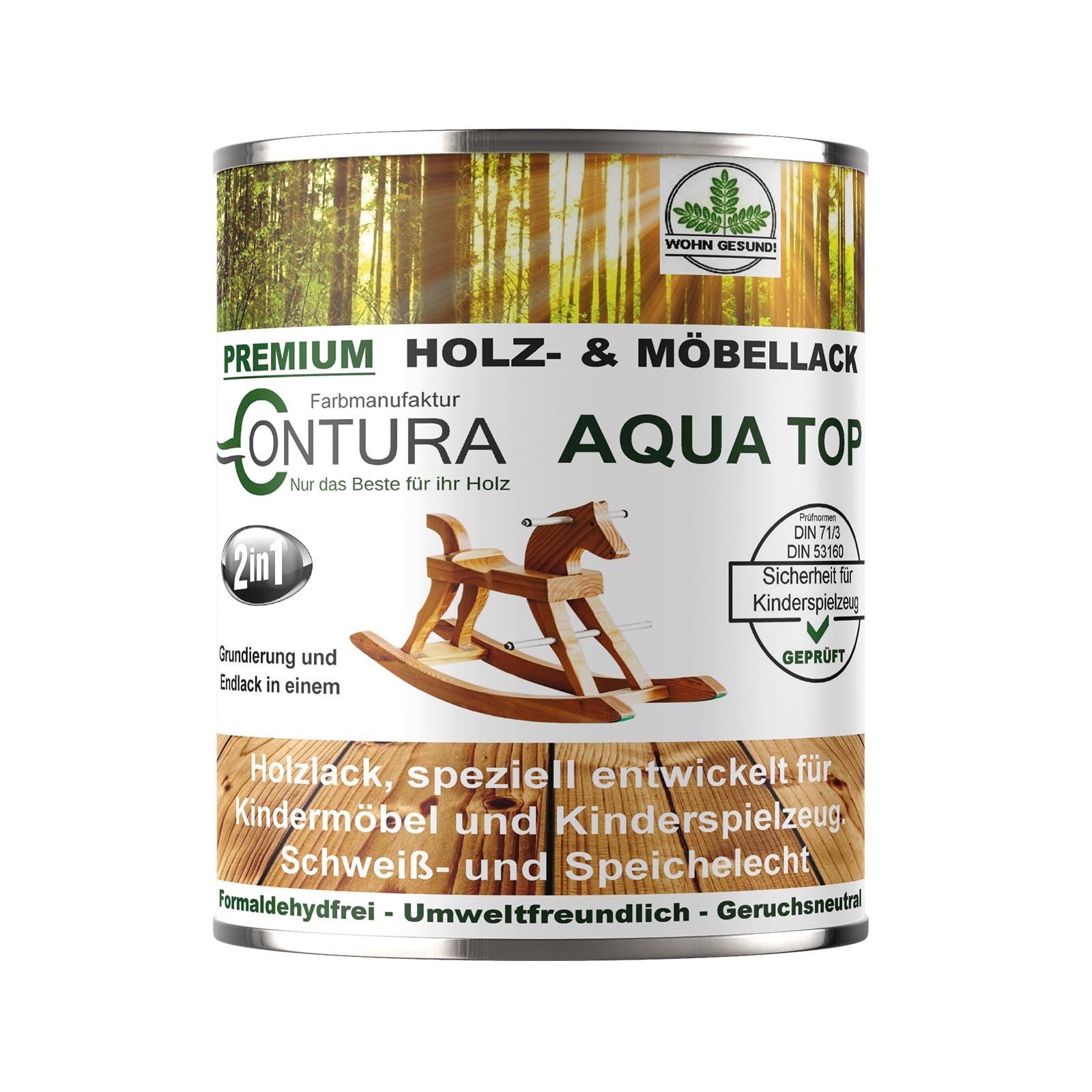 Lack für Kinderspielzeug und Kindermöbel 750ml. DIN EN71/3 Speichelecht schweißecht Klarlack Möbellack Holzlack (SEIDENMATT)