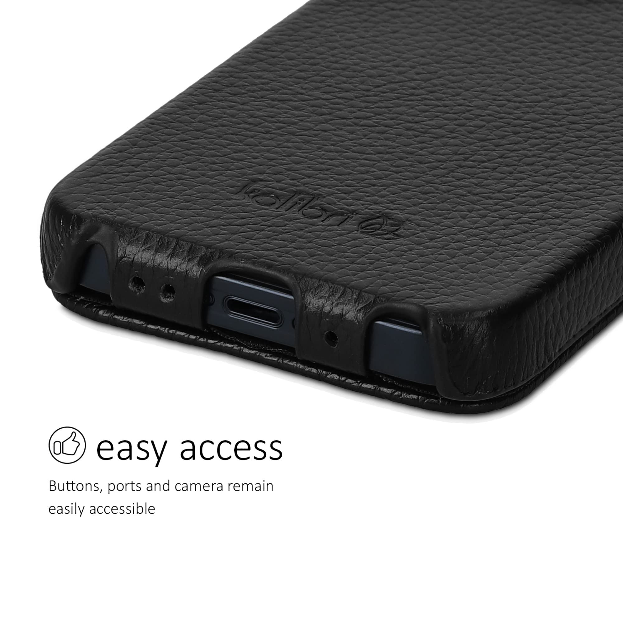 kalibri Custodia a Flip Ultra Slim Custodia compatibile con Apple iPhone 13 mini - Pelle Custodia protettiva Case in nero
