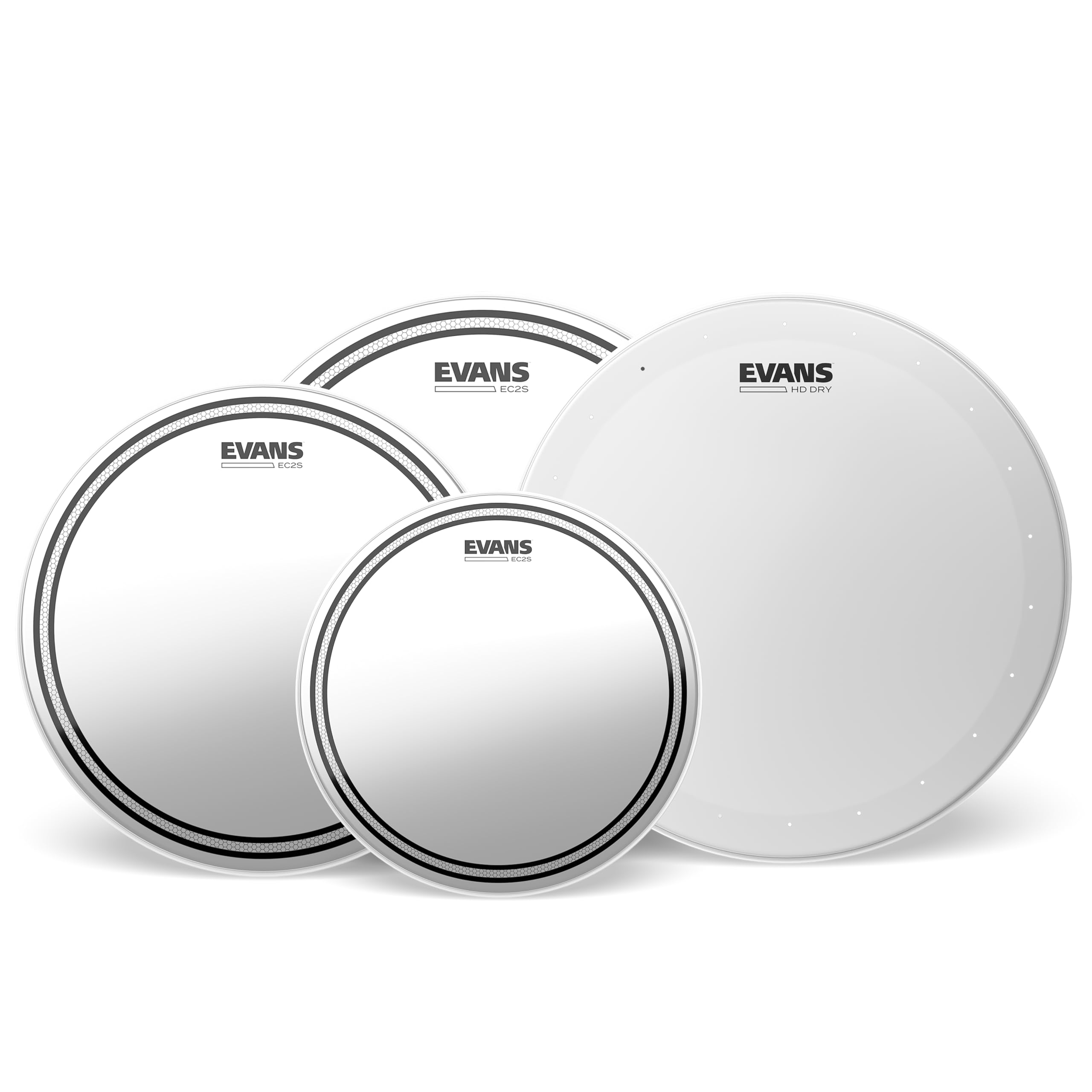 EC2S Clear Fusion - Confezione pelli (10", 12", 14") con pelle battente per rullante HD Dry da 14"