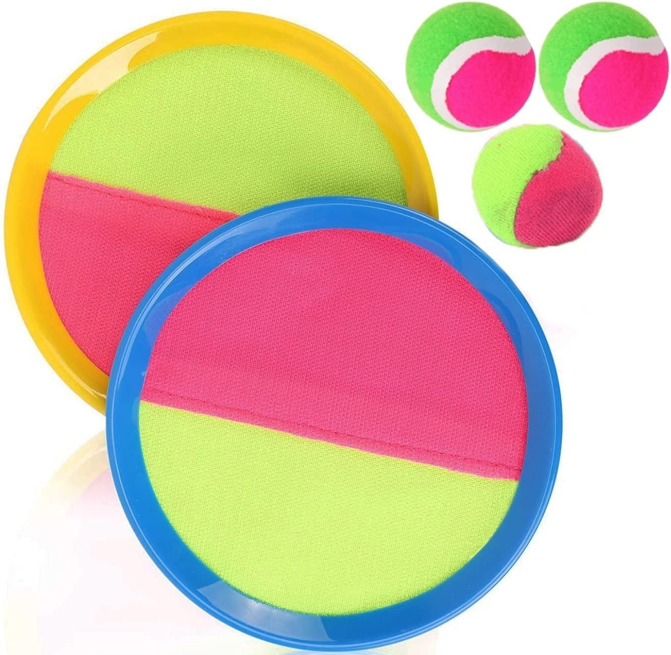Classic Toss and Catch Sports Kids Toy Paddle Game Set with 2 Paddles, 2 Sticky Balls & Bean Bag Ball