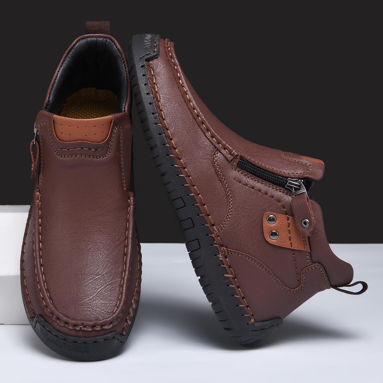 Mocasines de cuero para hombre, zapatos de verano para caminar, ligeros, cómodos, transpirables, informales, para exteriores, zapatos de vestir con suela suave