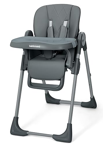 Miniatura 8 de Silla alta para bebé 4 en 1, sillas altas para bebés y niños pequeños, silla alta plegable con 4 ruedas, 4 niveles de reclinación y 7 niveles de