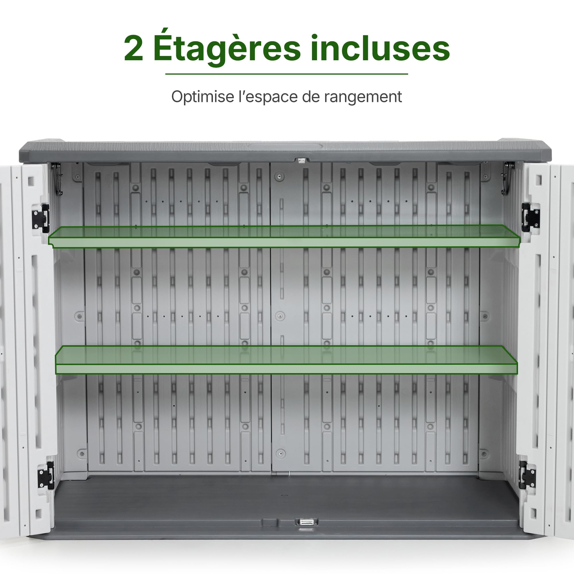 M MACROUT Coffre de Jardin Rangement Extérieur Étanche 700 L avec Étagères