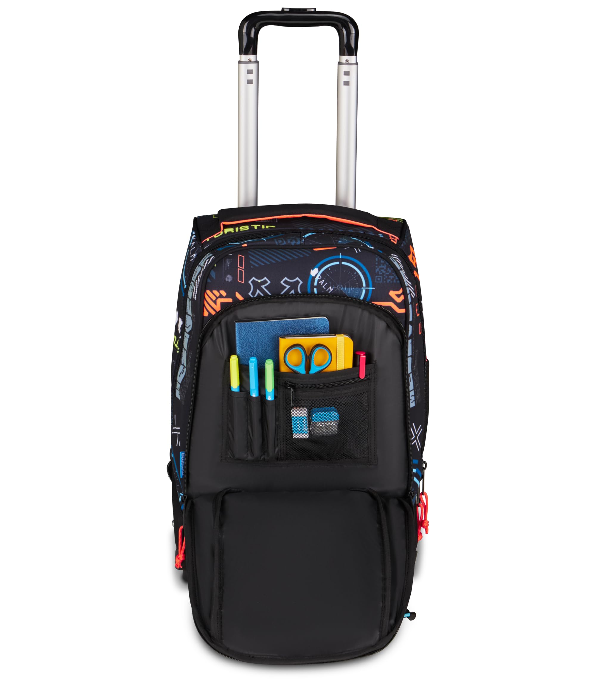 Mitama Zaino Trolley M-Power SpaceBattle, Spallacci a scomparsa, Bambini e Bambine, Tasca Porta Borraccia, Doppio uso, Maxi Capienza, nero