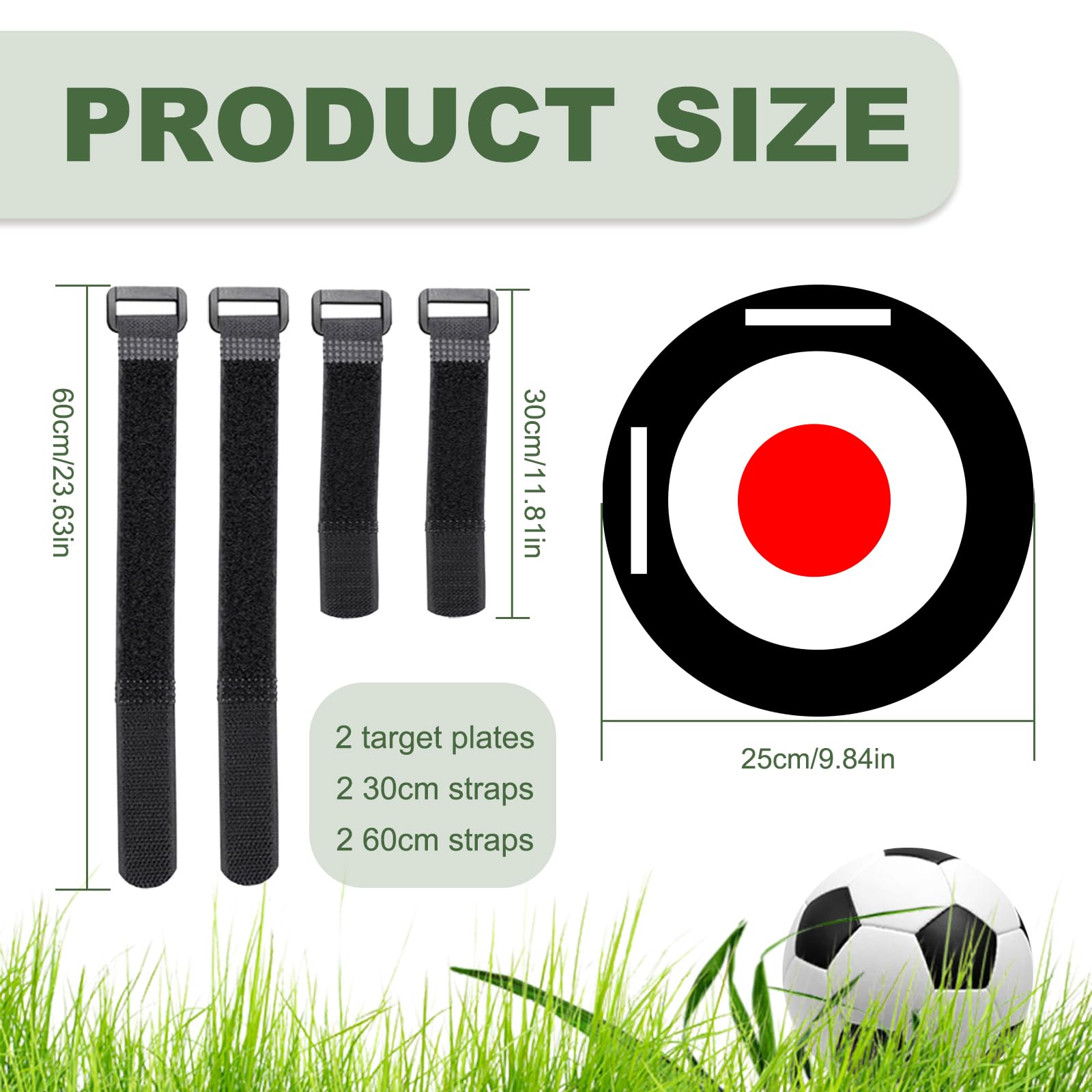 Bersagli per Porta da Calcio - 2 Dischi per Allenamento con 4 Cinghie Regolabili (30cm + 60cm) - Attrezzatura per Esercizi di Tiro per Bambini, Allenatori e Professionisti