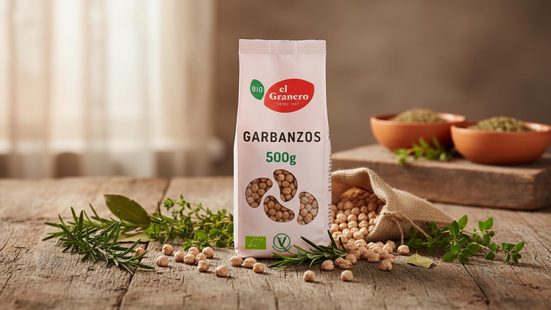El Granero Integral - Garbanzos Ecológicos Bio 500 g - Legumbres Ecológicas Ricas en Proteína Vegetal y Fibra - Fuente de Energía Natural - Garbanzos Secos Naturales - Aptos para Veganos