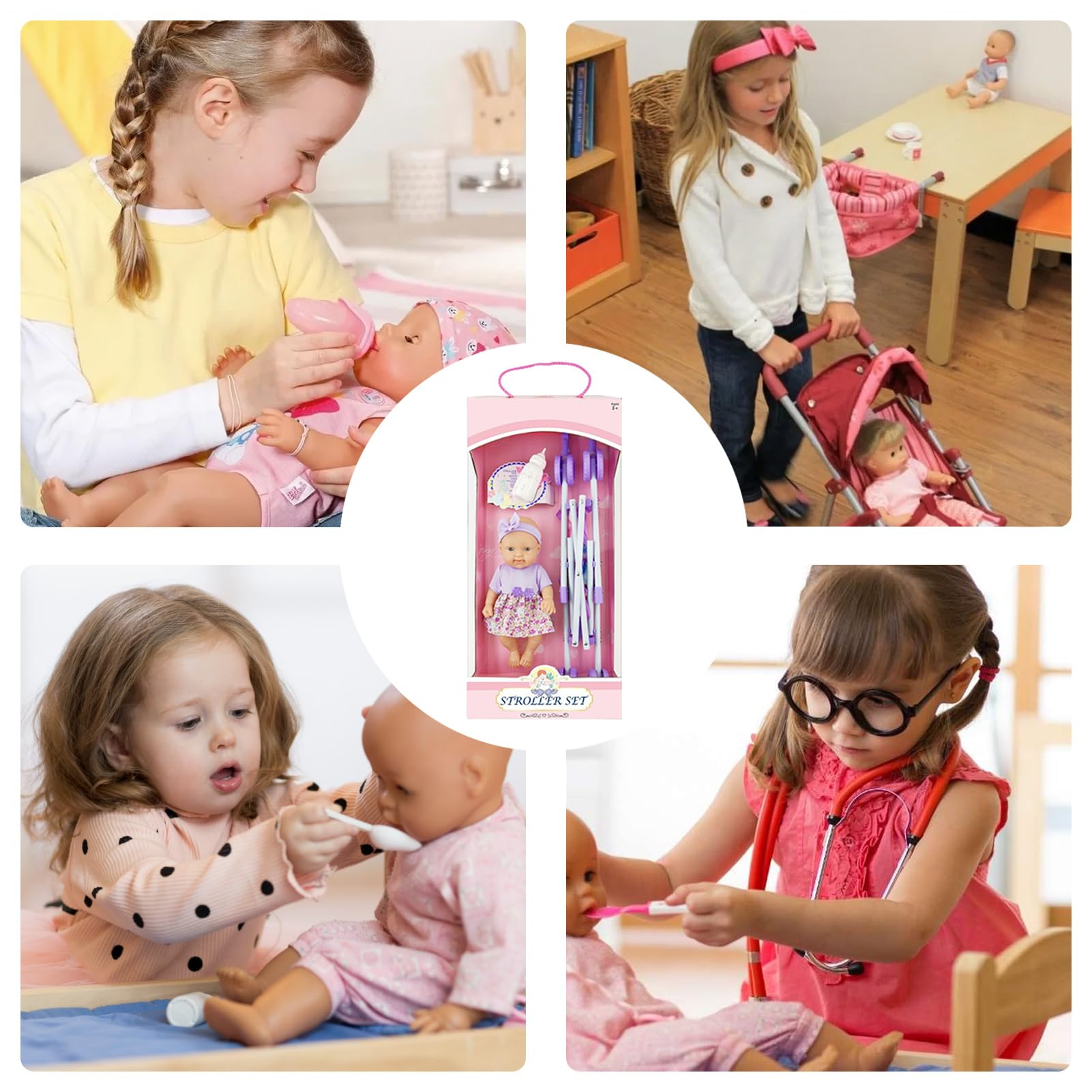 Jouet De Poussette De – Landau Portable, Jogging Pliable pour Bébé, Chariot Miniature pour Les Parents, Siège De Garde D' pour Nouveau-né | Chambre d'anniversaire pour FI