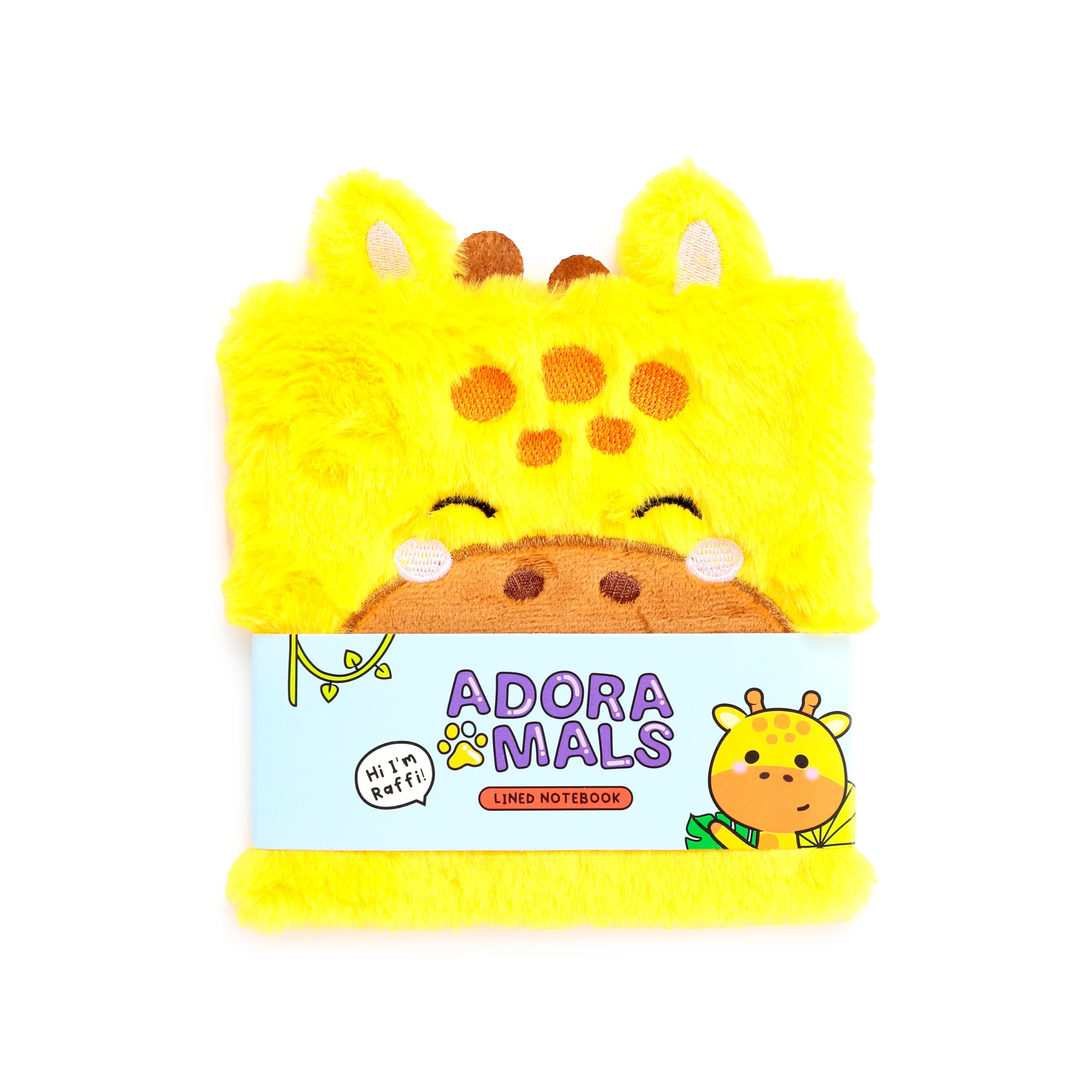 Puckator Adoramals Raffi the Giraffe Plush Fluffies Notebook - School Teacher Student Homework Study Planner Notepad Collage University Essentials Journals Planners Jotter Uni Gifts Supplies