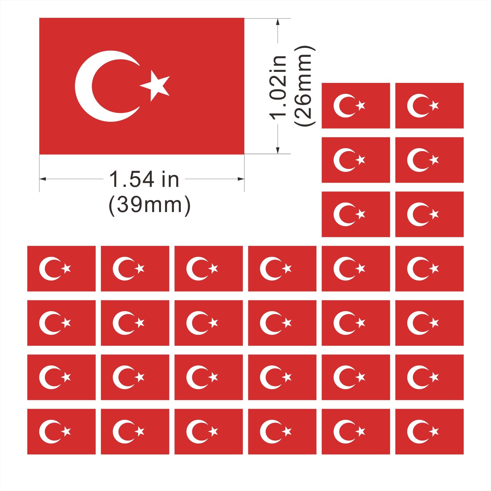 Womaha 30 Sheets Temporary Turkey Flag Tattoos for Kids Adults Fans Fake Face Tattoo Stickers, Red White - Image 2