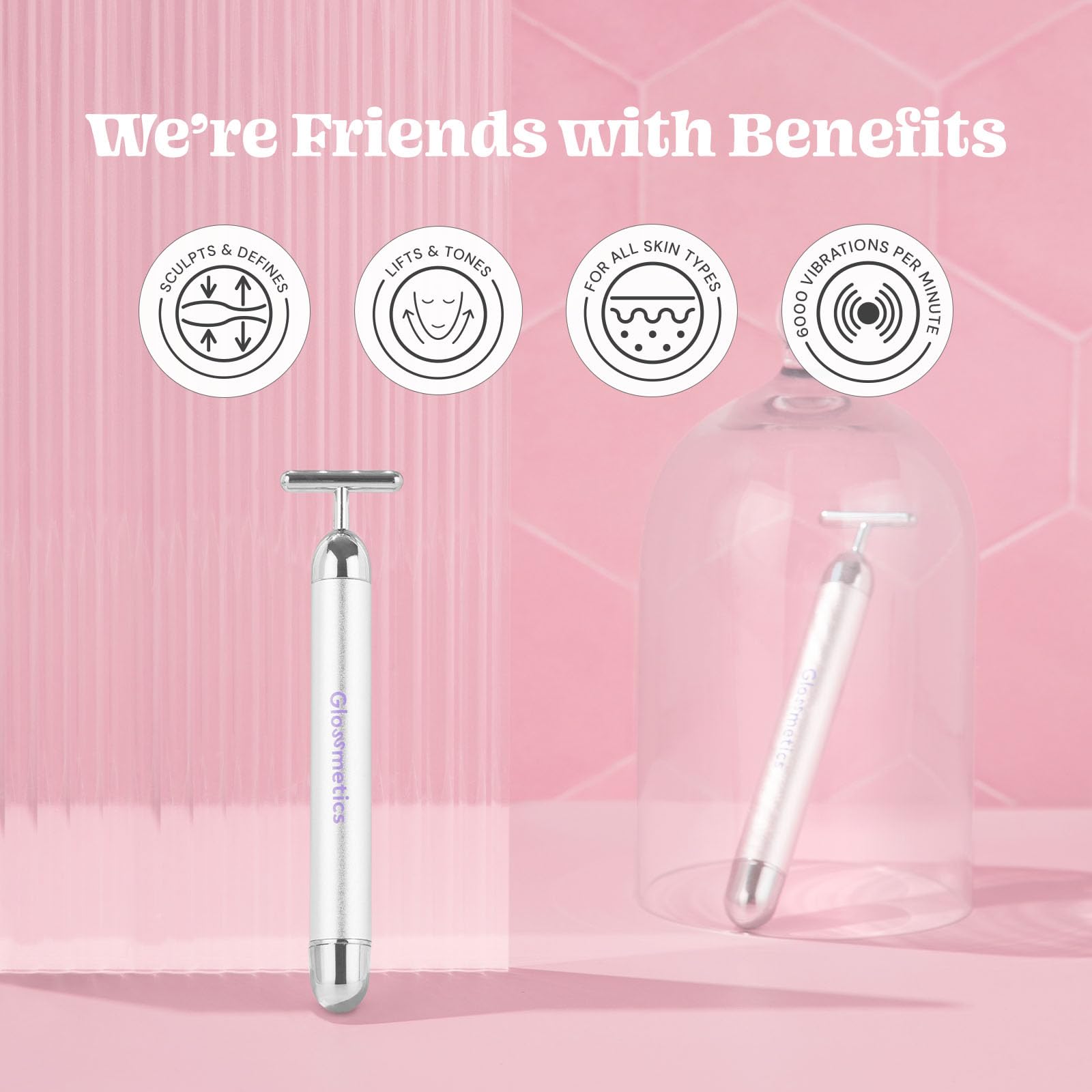 Glossmetics Good Vibes Only Vibrating Facial Massager - Beauty Facial  Massager, Facial Sculpting Wand, Facial Lift Massager, Facial Vibrating  Tool, for All Skin Types