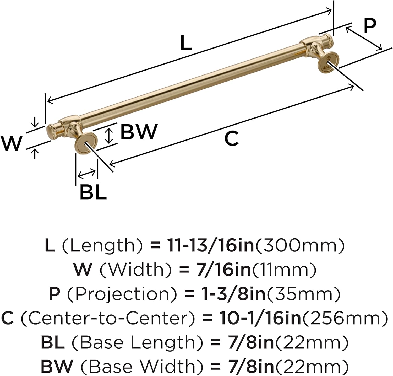 Amerock Winsome 10-1/16 inch (256mm) Center-to-Center Golden Champagne Cabinet Pull, BP36772BBZ