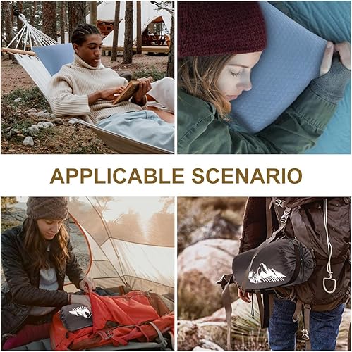 Miniatura 6 de Ivellow Almohada de viaje de espuma viscoelástica comprimible para dormir, almohada de espuma viscoelástica triturada, almohada de viaje compacta y