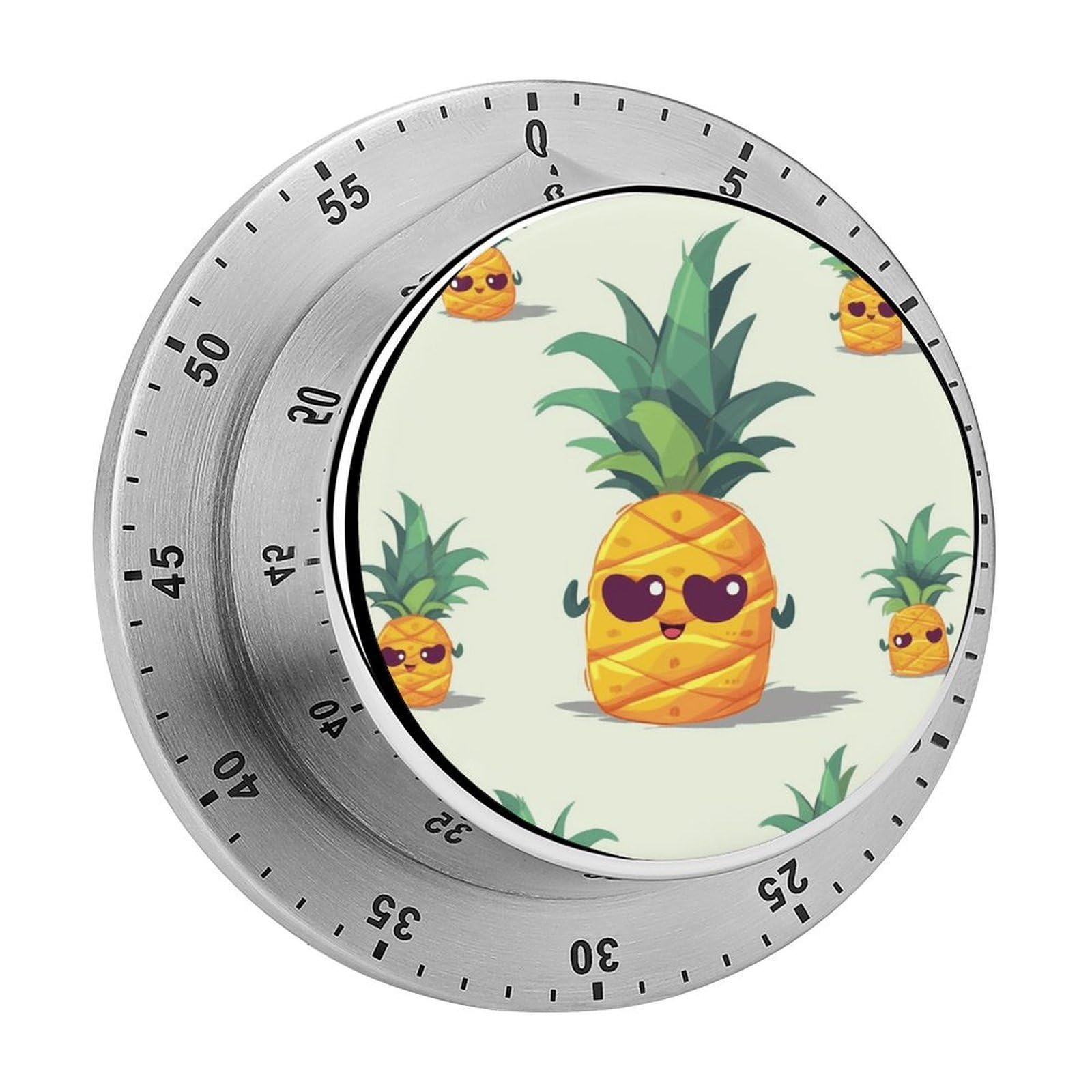 Cute Pineapple Timer with Loud Alarm Precision 60 Minute Wind Up Timer Portable Manual Countdown Timers Exquisite Stainless Magnetic Kitchen Timers for Cooking Chef Clock