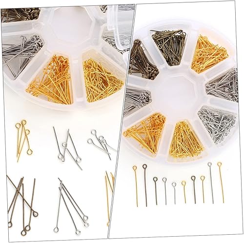 Miniatura 7 de EXCEART 1 box Craft Findings Multi-purpose Supplies Necklace Pins Metal Bead Jewelry Eyepins for Earring Eye Wire Earrings Head Mini Material of