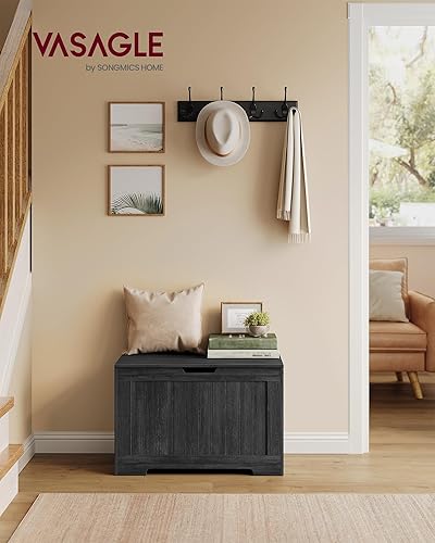 Miniatura 10 de VASAGLE Baúl de almacenamiento elevador banco de entrada con 2 bisagras de seguridad caja de madera blanco ULHS11WT