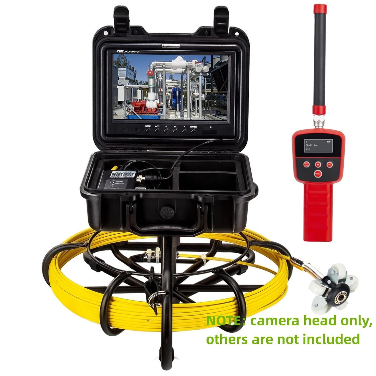 WP9600FTR Sewer Camera Head with 512HZ Transmitter Guide Wheel Protector Cover,Replacement Accessory/Parts of 23mm/0.9'' JQKJCAM Drain Sewer Inspection Camera with Locator 12 Lights(WP90F SP09F)