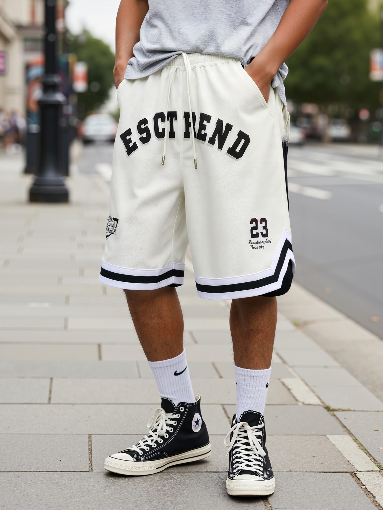 Men’s Basketball Shorts, Mesh Fabric with Graphic Print & Drawstring Waist for Sports, Gym Workouts, Casual Outings