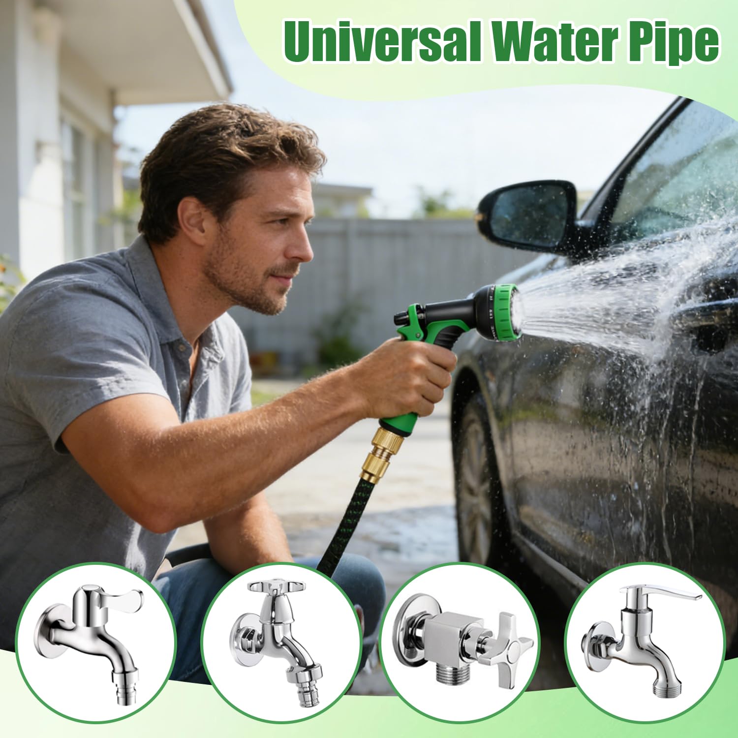 Tubo da giardino flessibile, 15 m Tubo Irrigazione Flessibile, Tubo Irrigazione Da Giardino, Tubo flessibile espandibile, Tubo Irrigazione con Adattatore, per Irrigazione, Lavaggio Auto