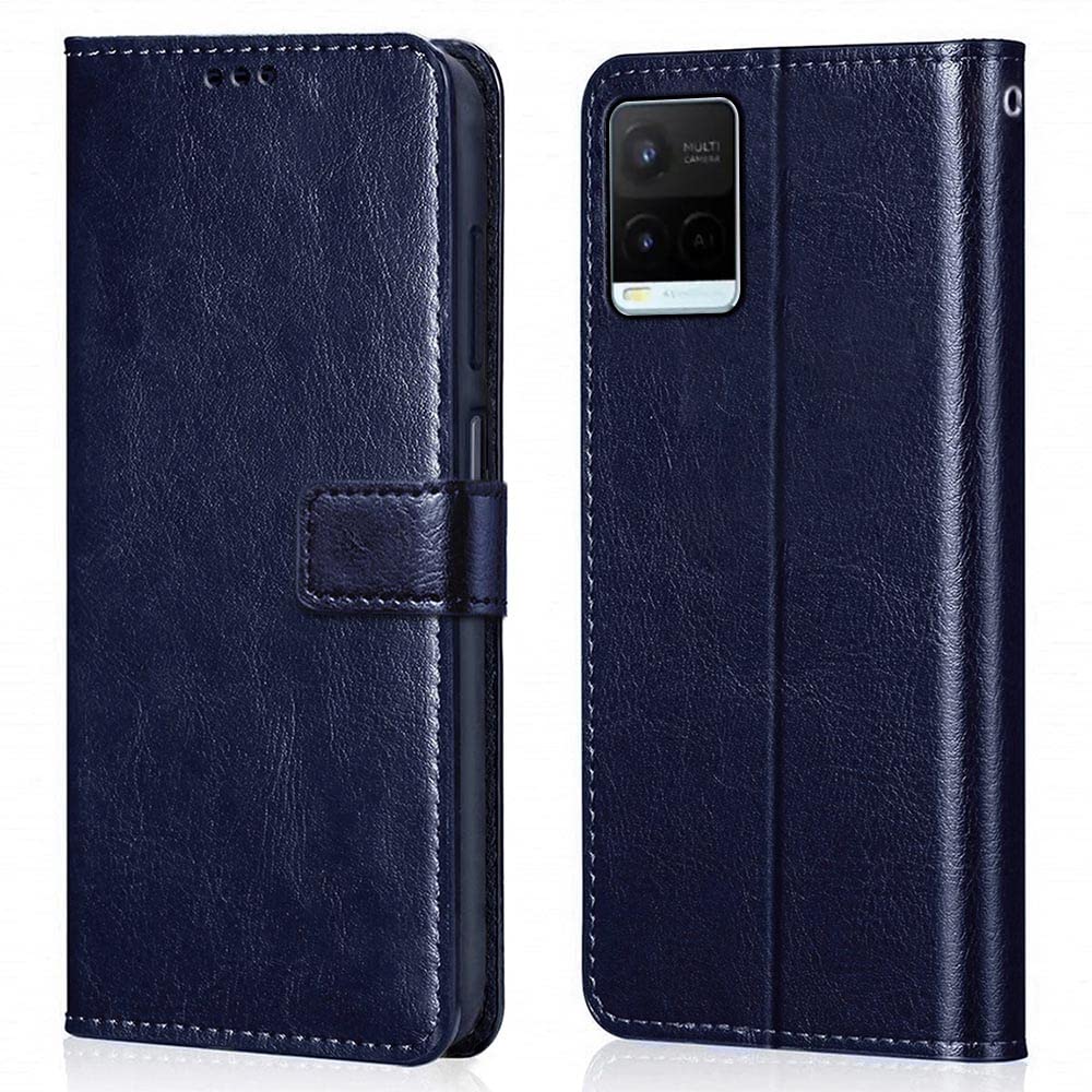 WOW IMAGINE Shock Proof Flip Cover Back Case Cover for Vivo Y21 | Y21s | Y21G (Flexible | Leather Finish | Card Pockets Wallet & Stand | Blue) (B09J3S515H) Amazon Price History, Amazon Price Tracker