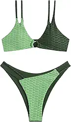 Conjunto de biquíni texturizado verde elegante para dias de praia - ajuste confortável, design moderno, perfeito para férias de verão
