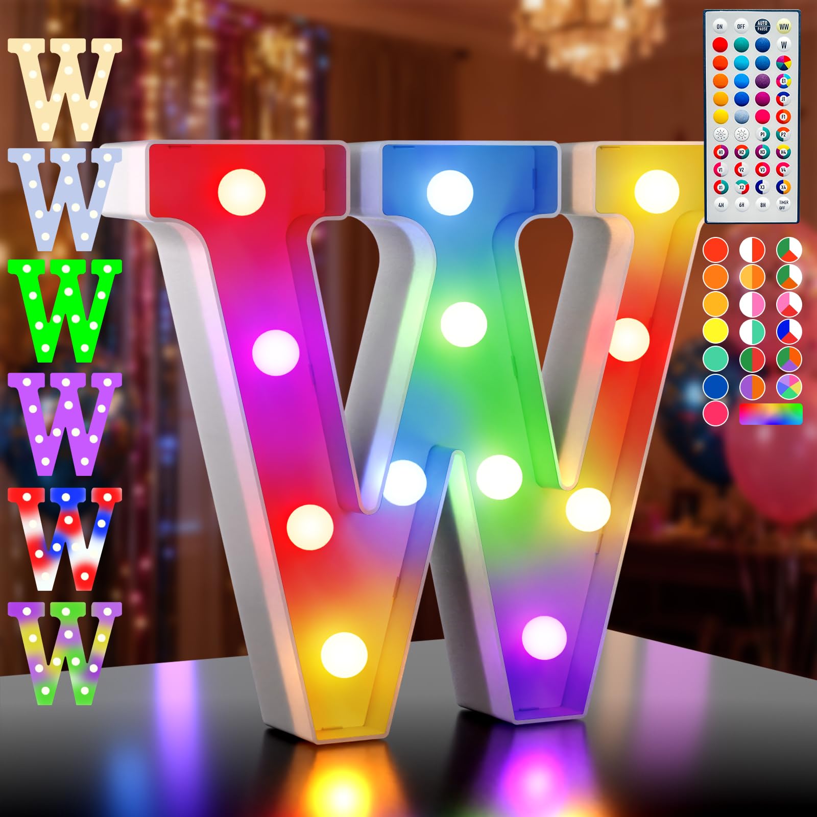 Ledido 35 Color Changing Light up Letter - LED Light Up Marquee Letters Sign for Birthday Decoration Gifts, LED Letter Lights for Wedding Anniversary Grad Home Bedroom Party Decor,Letter W â image 1