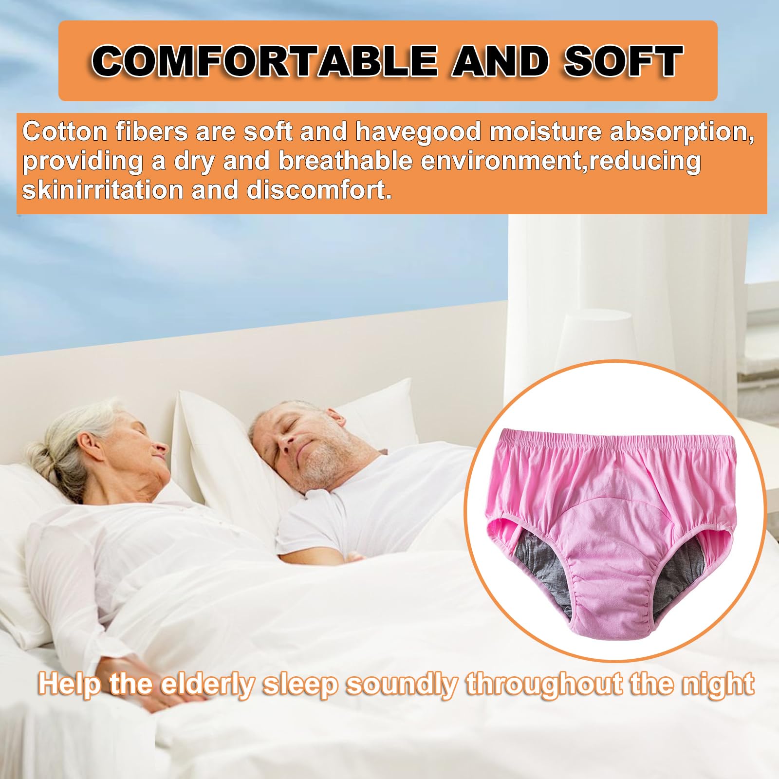 Confezione da 4 Pannolini Lavabili per Adulti da Donna,Assorbente Igienico Lavabile in Puro Cotone Intimo,Biancheria Intima per incontinenza per Persone di Mezza età e Anziani,Random Color,XL