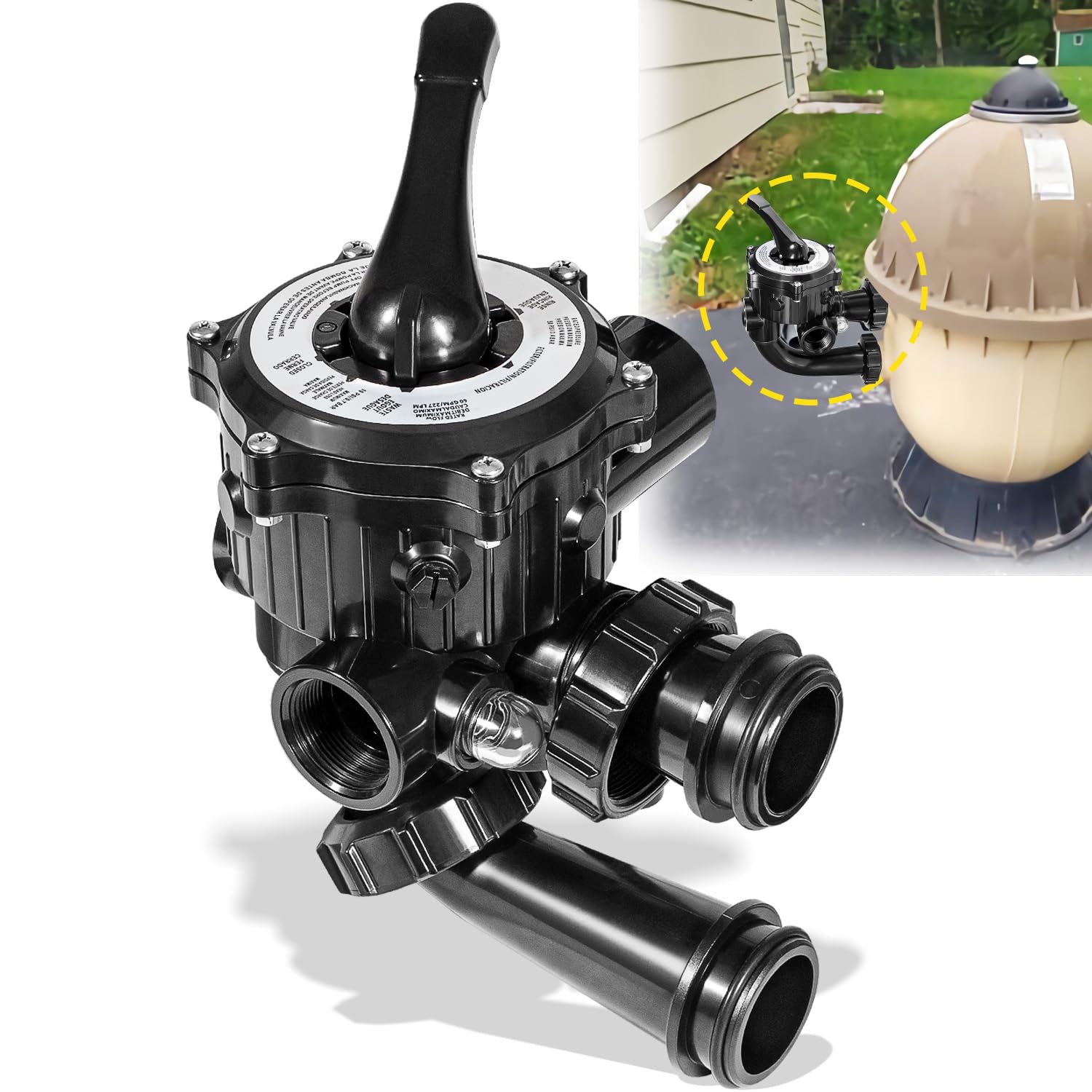 Replacement for Hayward SPX0710X32 Vari-Flo Side Mount Valve for Multiport and Sand Filter Valves S200 S240, 1.5 Inch Plumbing, SP071113