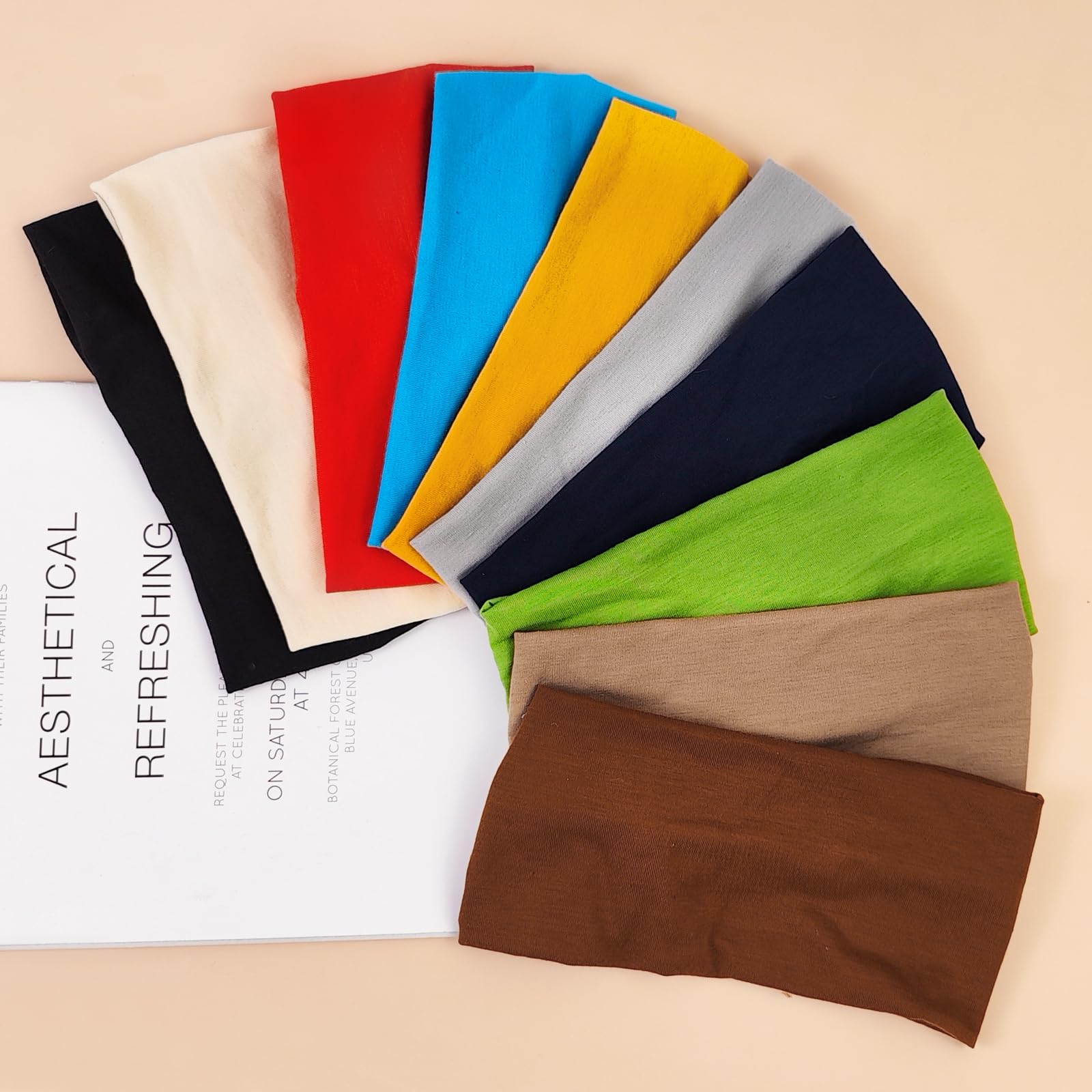 10 fasce larghe in stile bohémien, per donne e ragazze, design con nodo attorcigliato, set di grandi fasce per capelli, per sport, allenamento, yoga