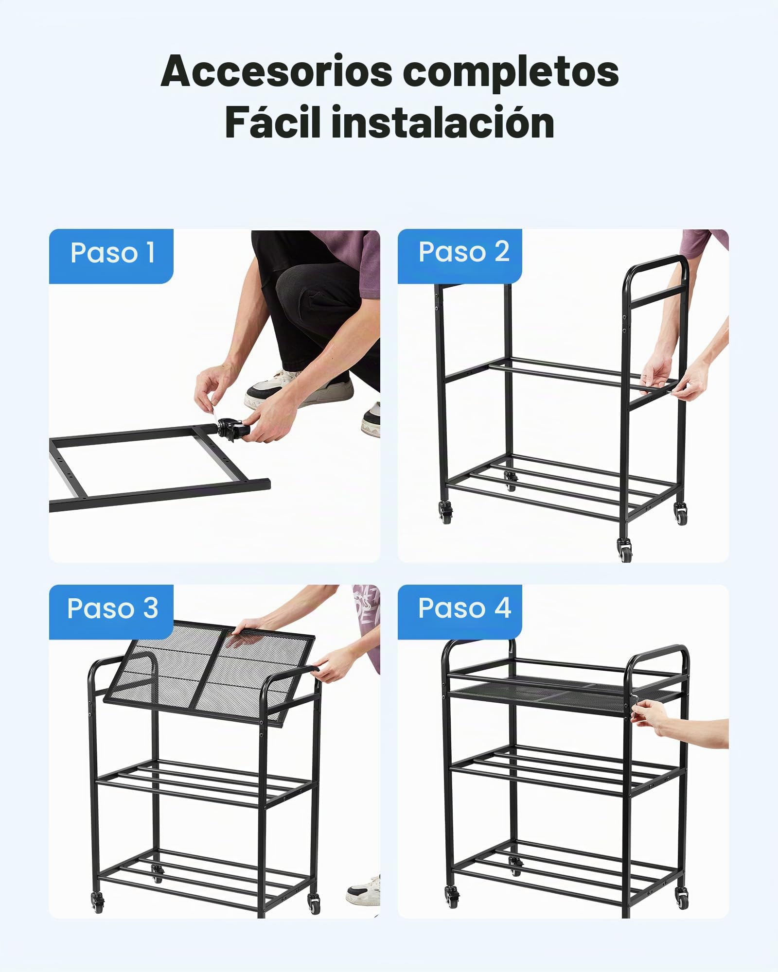 VEVOR Estante de Almacenamiento de Filamentos de 3 Niveles para Impresión 3D Soporte de Metal para Bobinas de Filamento con Ruedas 680 x 400 x 880 mm para Estudios, Talleres, Oficinas, Negro