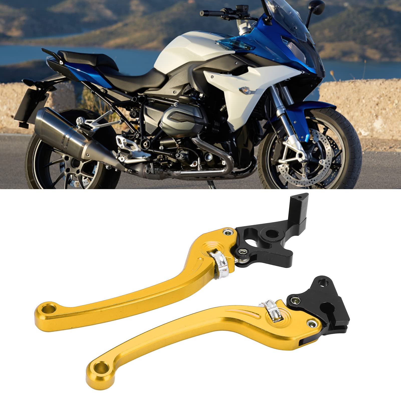 Leva freno e frizione per moto in lega di alluminio ad alta sensibilità, compatibile con accessori universali. (Oro)