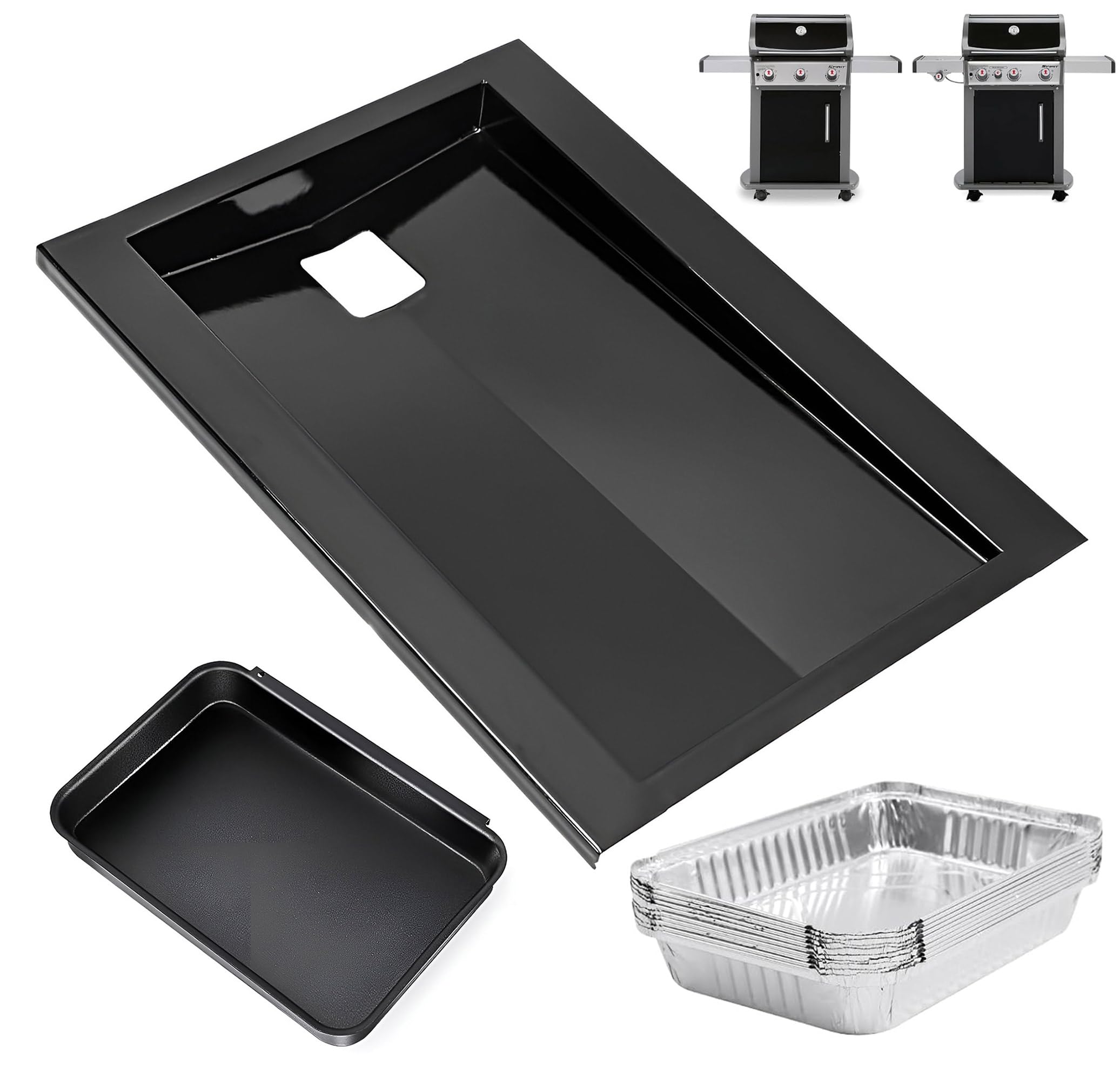 69804 Fettwanne für Weber Spirit 300 Serie, Spirit e310, e320 Grills, hergestellt in 2013 und neuer, Tropfpfannen ersetzen Weber Spirit Fettschale, 44,5 cm L x 31,1 cm B x 5 cm H