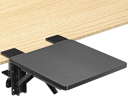 suptek Bandeja extensora de escritorio ergonómica, 9.5 x 9.1 pulgadas, abrazadera en la mesa, soporte para reposamuñecas, reposabrazos plegable de