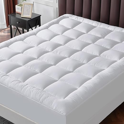 Queen Mattress Topper for Back Pain Extra Thick Mattress Pad Cover with 8-21 Inch Deep Pocket Pillow Top Mattress Topper White Overfilled with Down Alternative
