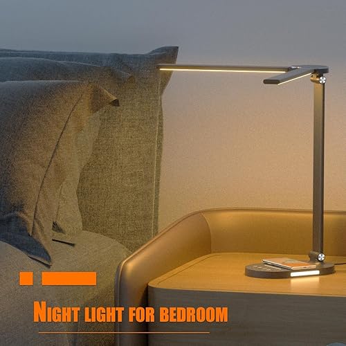Miniatura 5 de Clearance Lámpara de escritorio brillante de 12 W para oficina en casa, cargador inalámbrico, puerto de carga USB, 2 luces nocturnas, temporizador