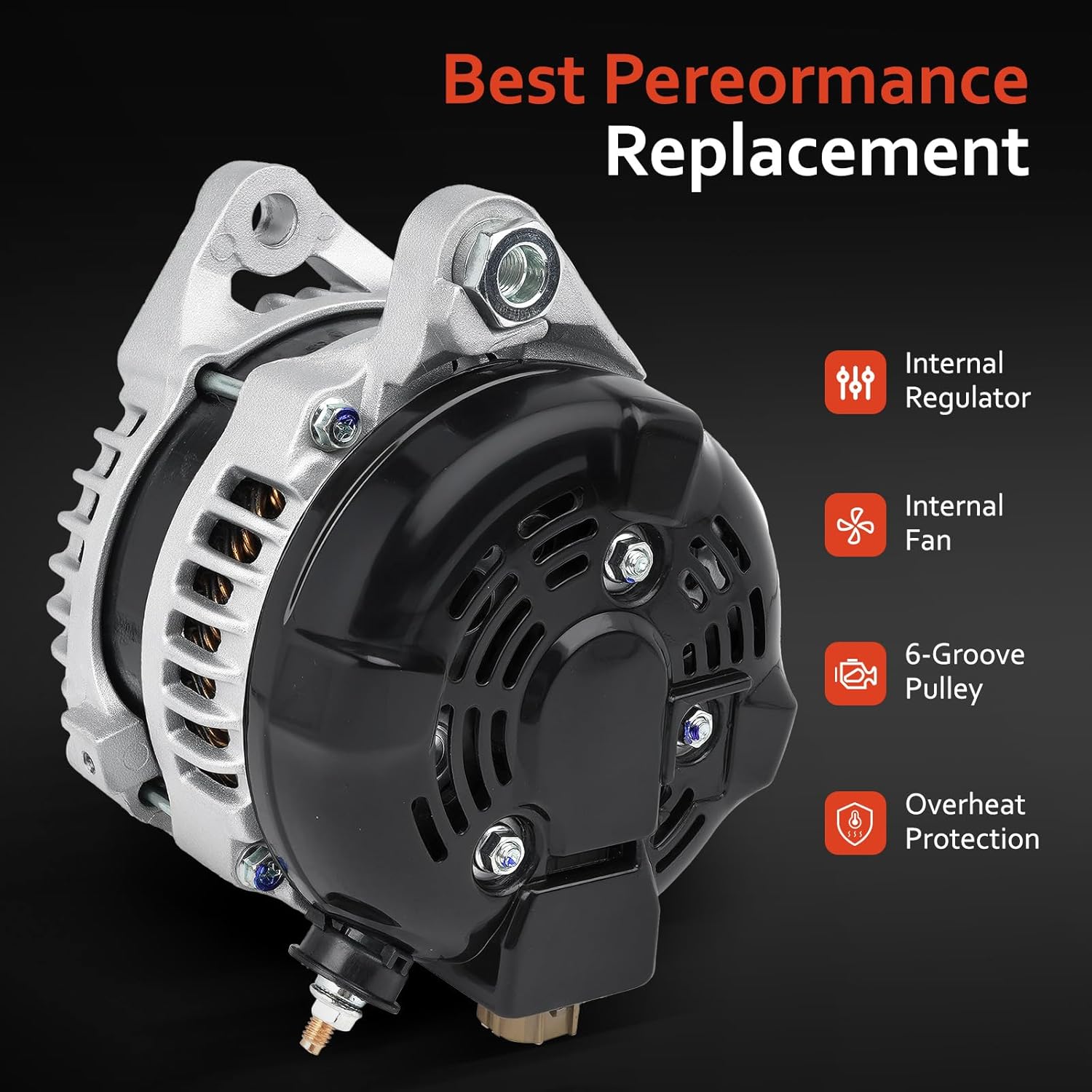 Alternator 2.5 2.5L Replacement for 2012 2013 2014 2015 Toyota Camry,Toyota 2.5 2.5L Rav4 2009-2012,Scion Tc 2011-2016,Replace 11402,27060-0V010-84,104210-2270, 210-0722, 9664219-227