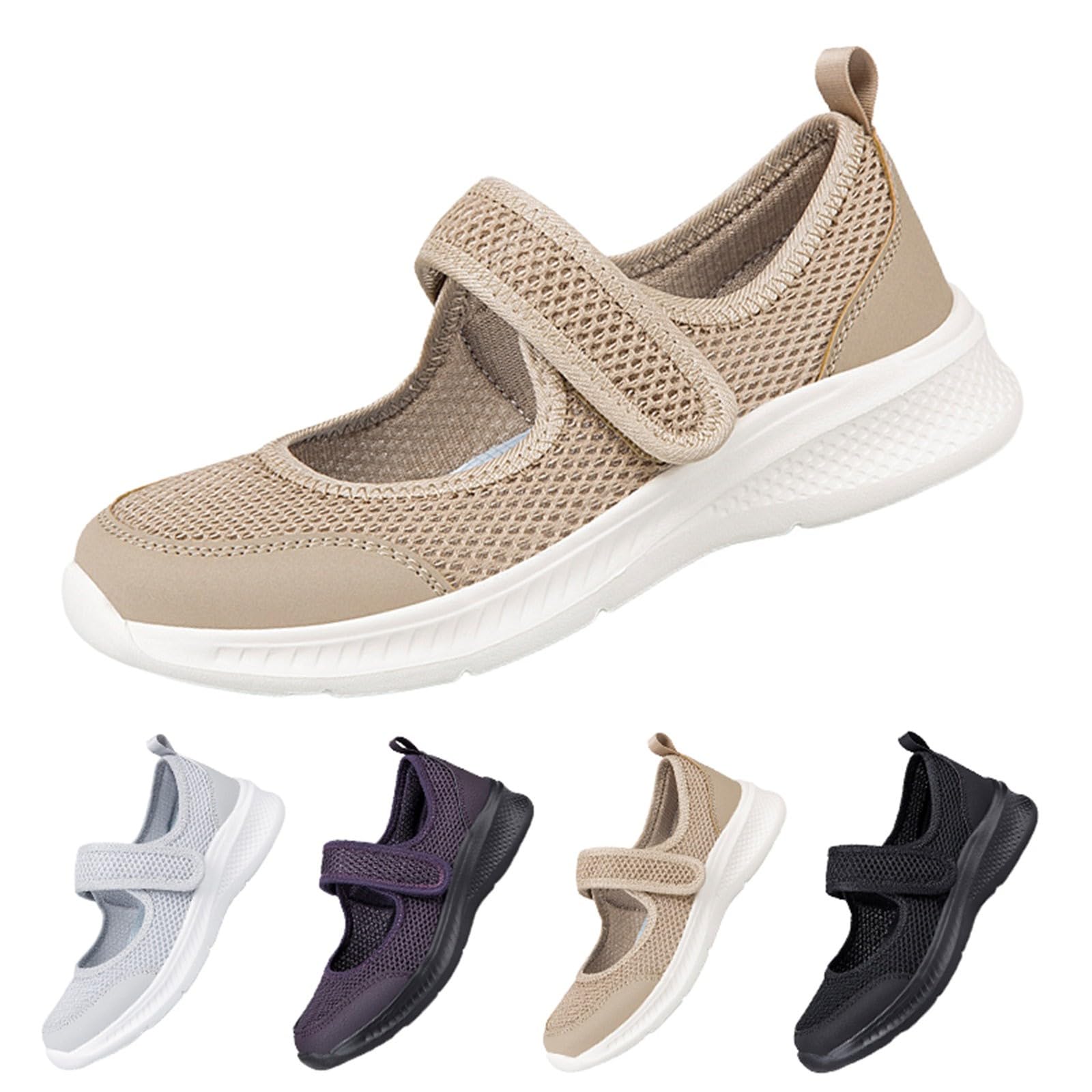 Mary Jane - Scarpe da ginnastica ortopediche da donna, vestibilità larga, traspiranti, con cinturino regolabile, antiscivolo, estive, casual, per sport all'aria aperta