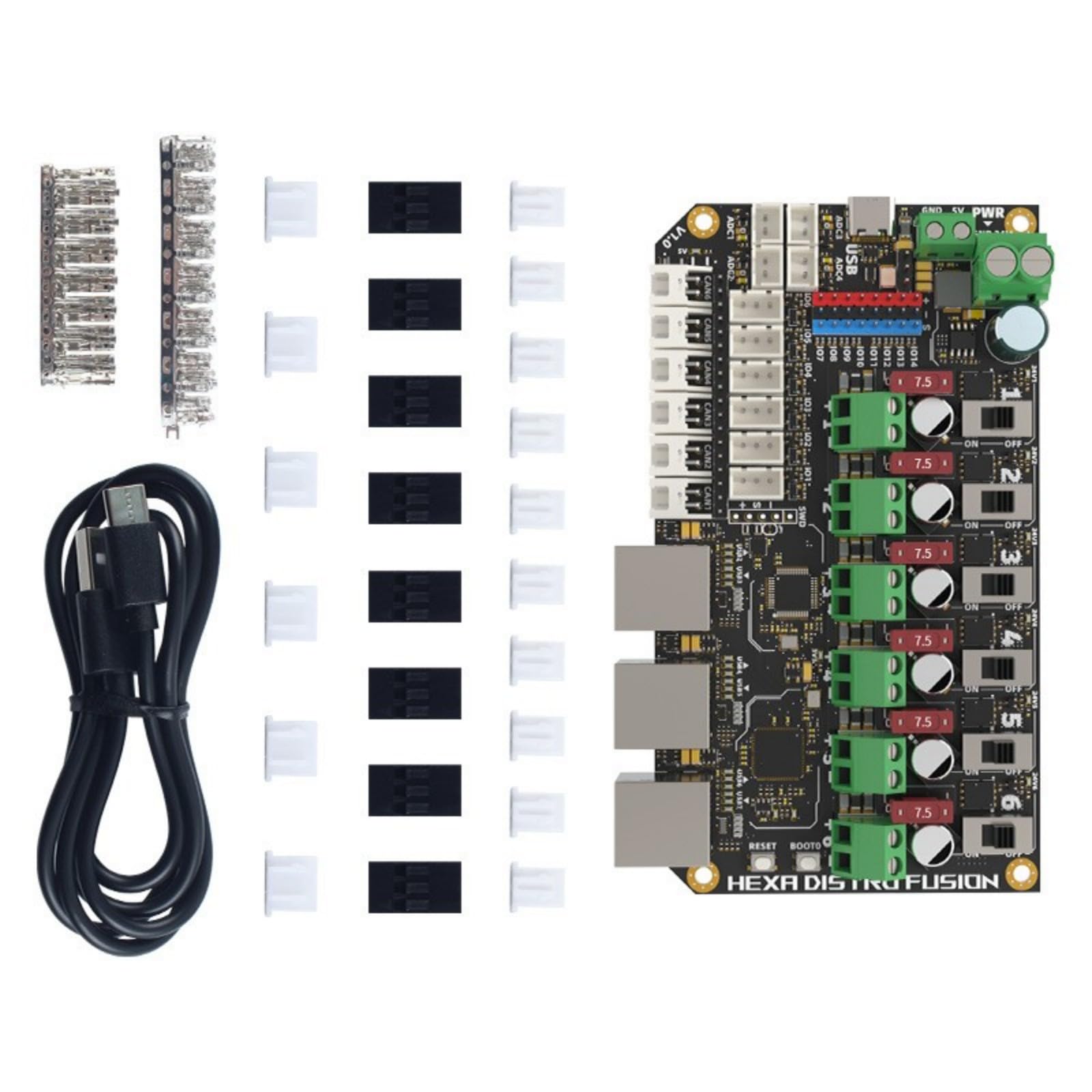 Hub Industriale USB 2.0 a 6 Porte con Controllo Alimentazione programmabile da 7, 5 A per Scheda Stampante