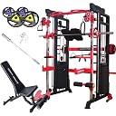Gamma Fitness Functional Trainer with Smith Machine FTS-101 Pro with Adjustable Bench AB-201 + Olympic 7 Feet Rod + Olympic Rubber Coated Weight Plates FTP-907 (220 Kg Olympic Rubber Coated Plates) gallery image