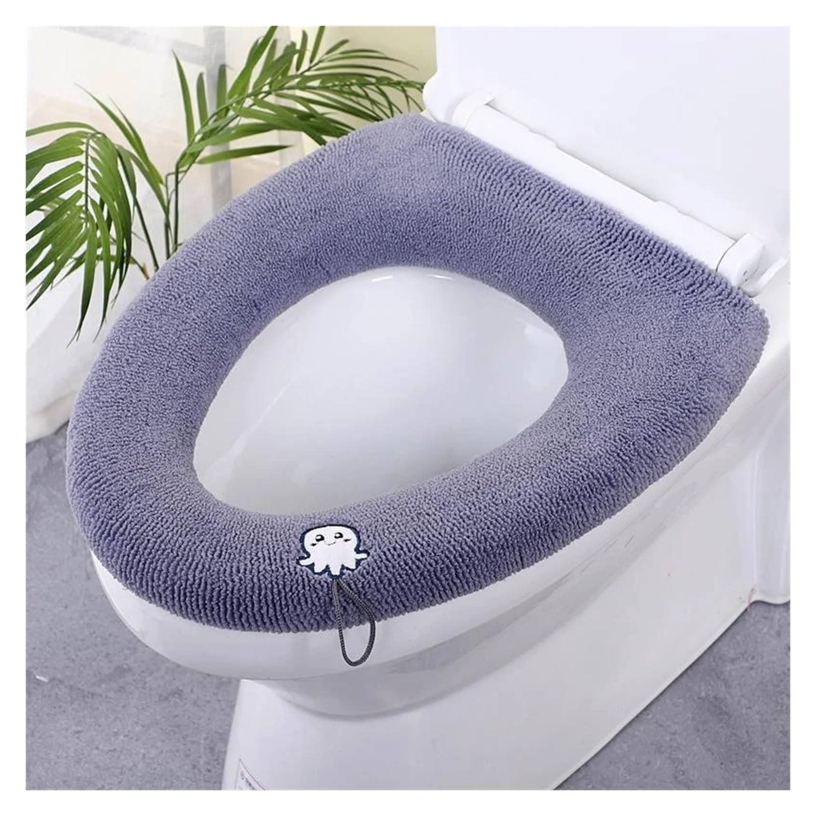 MZSKLW Padded Toilet Seat Thicker Bathroom Toilet Seat Cover Pads Soft Warmer Cushion Stretchable Washable Cloth(Dark grey)