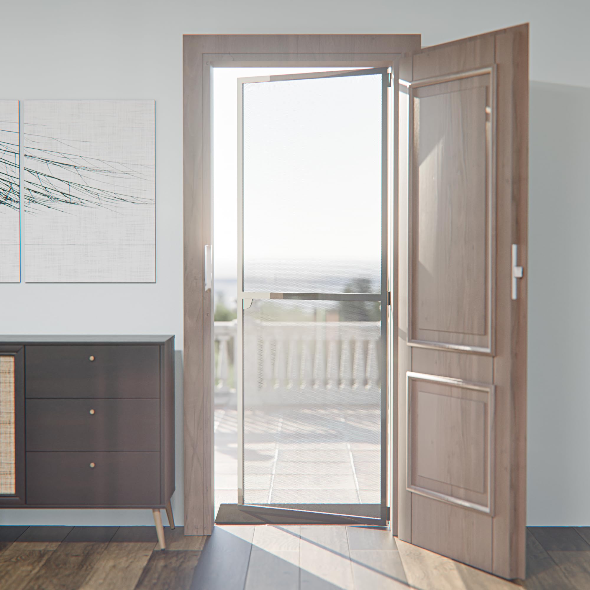 Amig - Zanzariera per Porta - 100 x 220 cm - Protezione Efficace - Regolabile - Kit Completo con Telaio, Rete e Accessori - Alluminio e Fibra di Vetro - Grigio Antracite - Anti-Zanzare - Mod. MP01