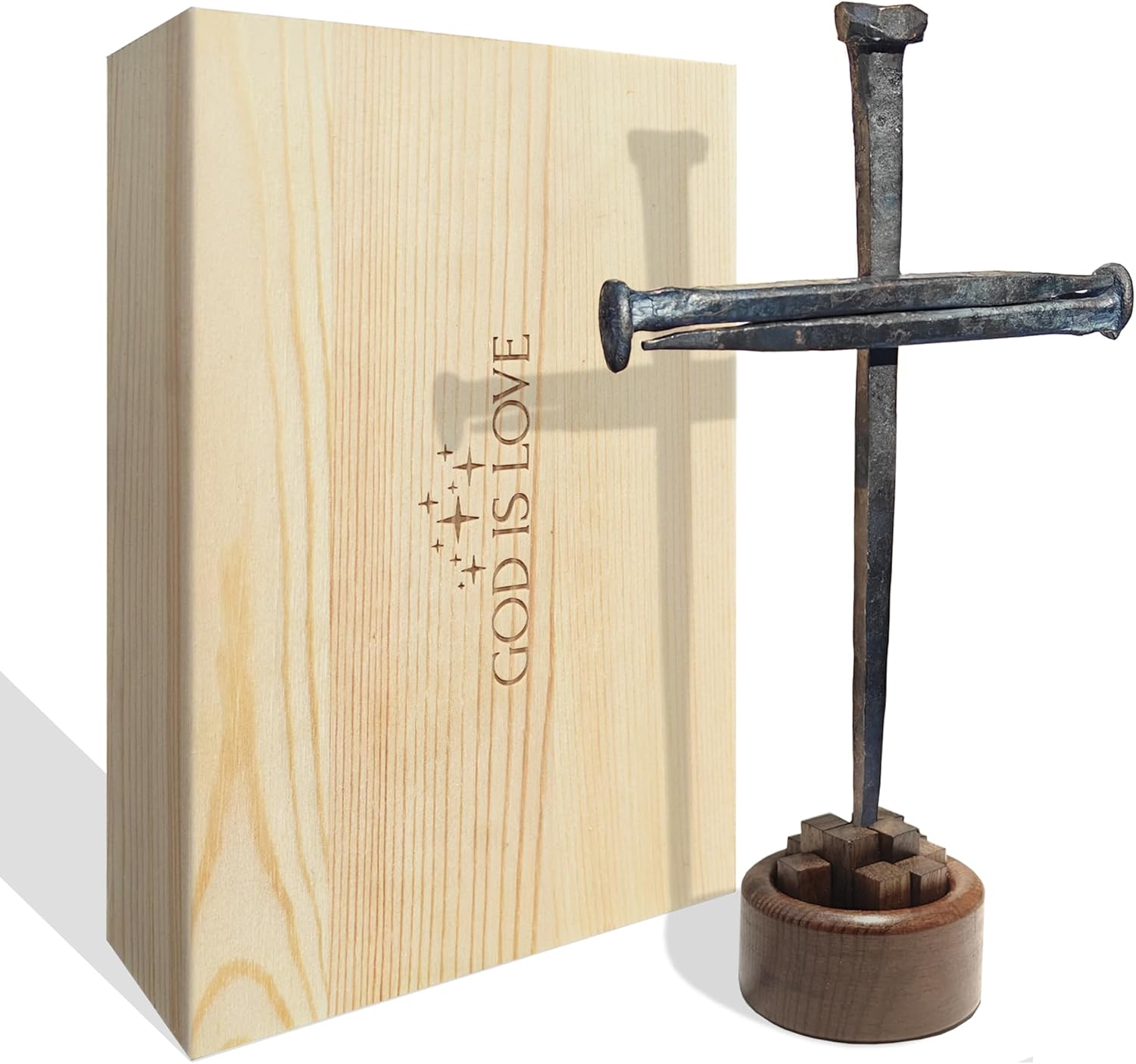 annrose Passion of Jesus Christ Crucifixion Nail Metal Cross,Jesus Christ Tabletop Crucifix,Ordination Gifts,Religious Gifts for Men Women,Easter Gifts (Aroma Diffuser Wood)